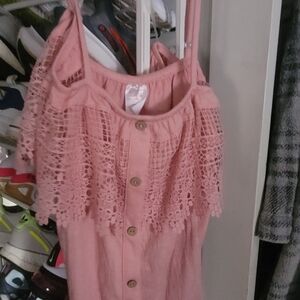 Pink Lace Button-Down Dress
